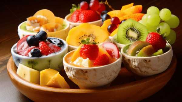 A colorful bowl of fresh food ingredients arranged neatly